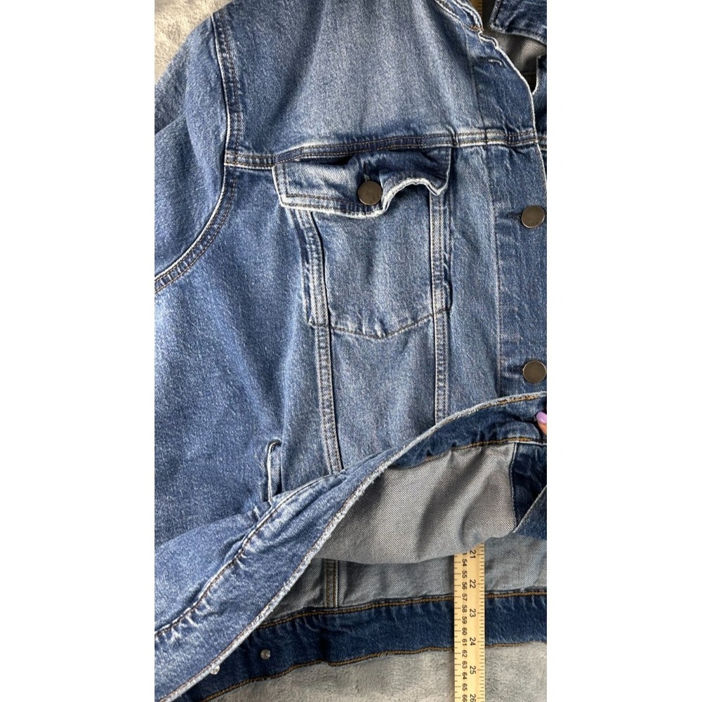 a..n.a.  Womens 4X Boxy Denim Jacket Blue Button Front Plus - Picture 10 of 11